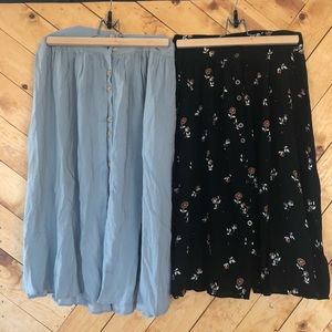 2 super cute high waisted shin length skirts